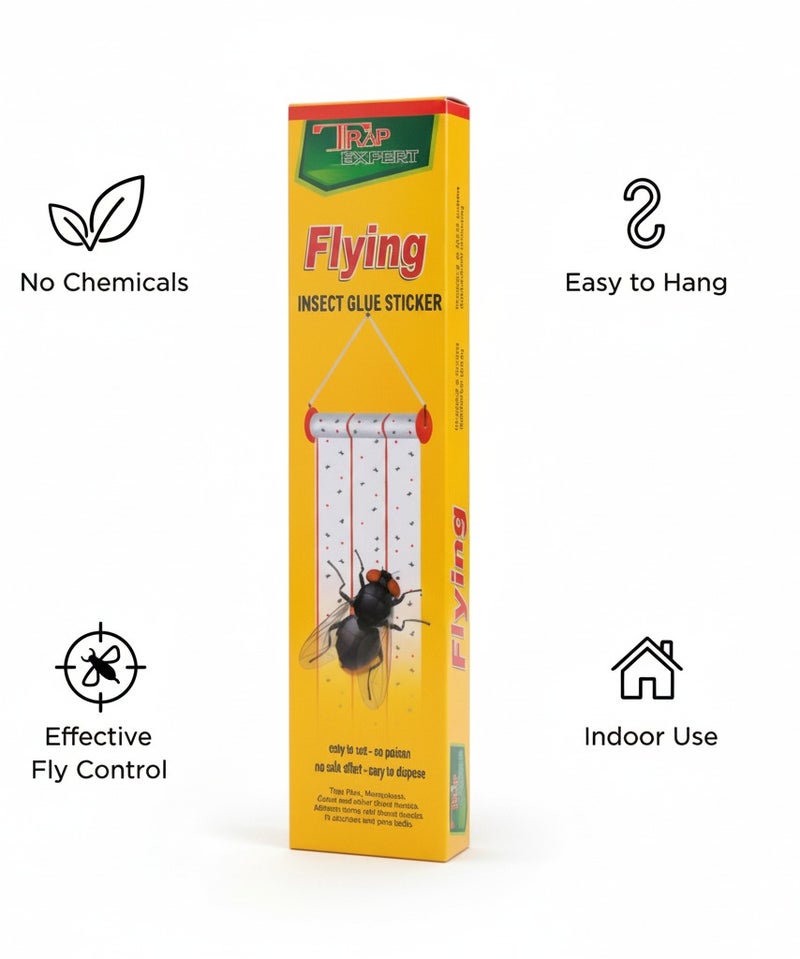 TRAP EXPERT Flying Insect Glue Trap – Sticky Fly Paper Strips with Hanging Hooks for Mosquitoes, Gnats & Fruit Flies | Safe, Non-Toxic Indoor and Outdoor Pest Control Solution for Home & Kitchen & Garden - Image 4